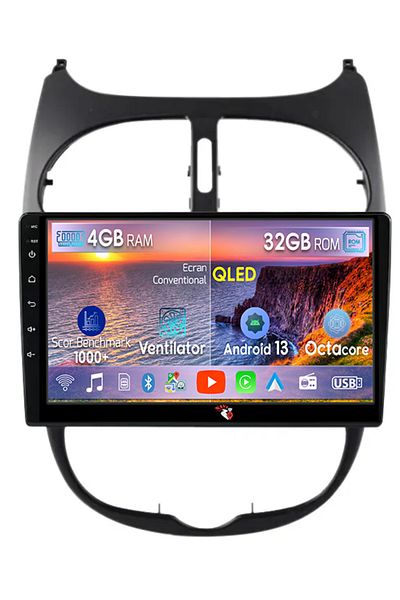 navi-it Navigatie dedicata Peugeot 206 2004-2008, 4 GB RAM 32 ROM, Android 13, Display QLED, 9", DSP, Carpla
