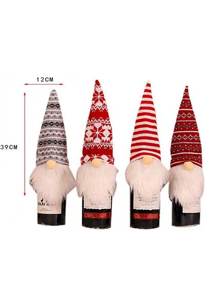Vohoney Set of 4 Christmas wine bottle covers, textile, multicolor, 39 x 12 cm