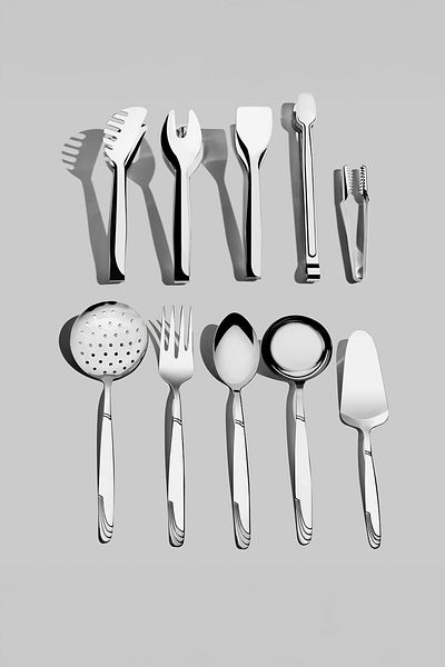 Nehir Lisbon Plain 10 Piece Stainless Steel Serving Set