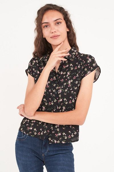 Timeout Camasa dama maneca scurta cu imprimeu floral