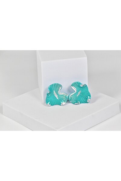 NARRU Cercei lucrati manual, albastru turcoaz, si argintiu, Antheia 2