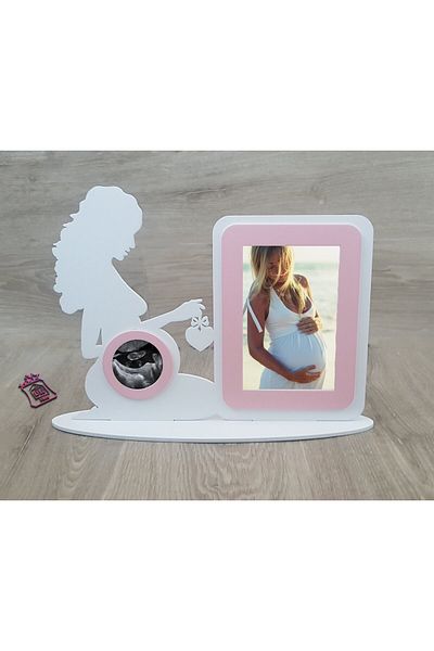 damoro Desk photo frame, 2 pictures, white/pink, wood, Mommy Ultrasound Model