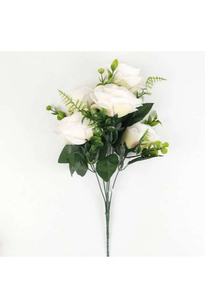 OEM Buchet de trandafiri artificiali, PVC/Textil 35 cm Alb