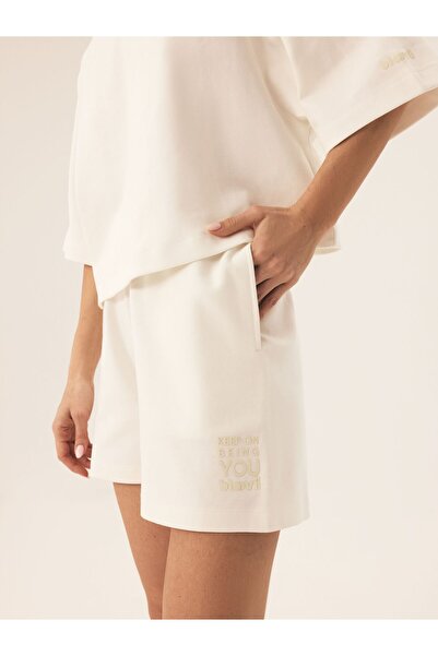 Bloovii Women's Straight Sweatshorts Relaxed Shorts with Pockets & Text | Mavere