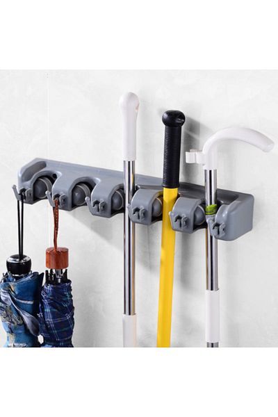 Choice Wall-mounted plastic holder and organizer for mops and brooms