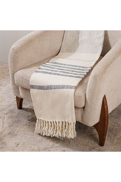 Boutique Blanche Texture woven throw 130*170cm blue