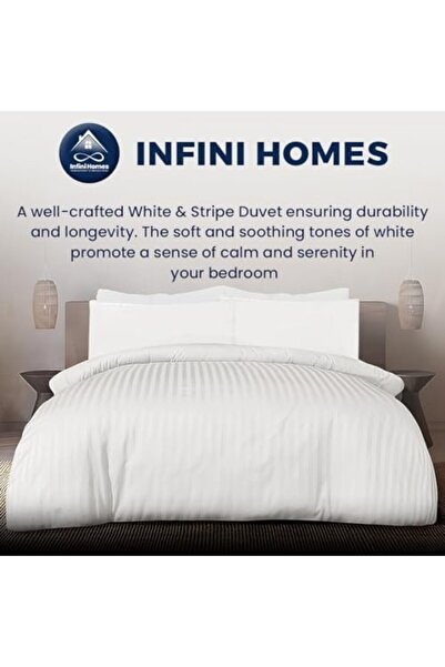 INFINI HOMES Microfiber Duvet | Double Size | White | Soft, Lightweight, and Luxurious | Stripe Patt