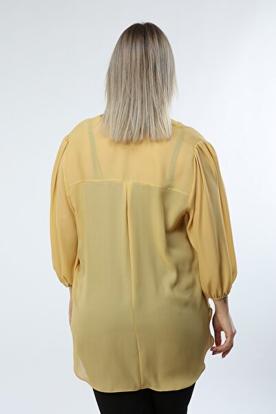 Javelin Collection V-Necklace Bluz with Elastic Sleeves