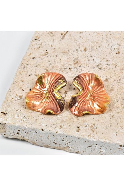 NARRU Handmade earrings, copper and gold, Antheia 5