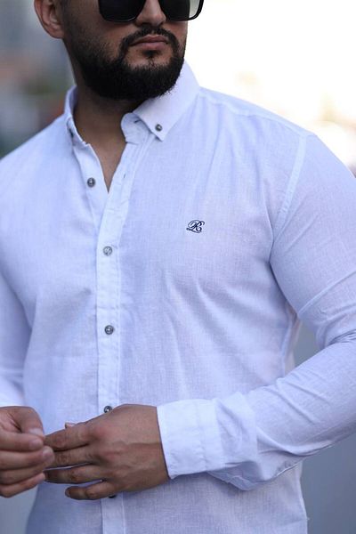 Klothy Cămașă slim fit pentru bărbați din amestec de in 2430