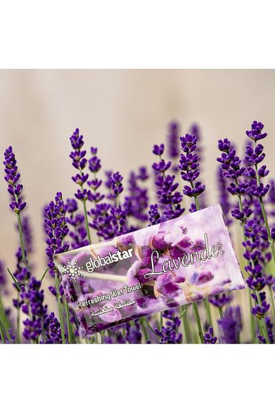 Globalstar Refreshing Wet Towels Lavender - 25pcs Premium Cotton For Hygiene & Freshness