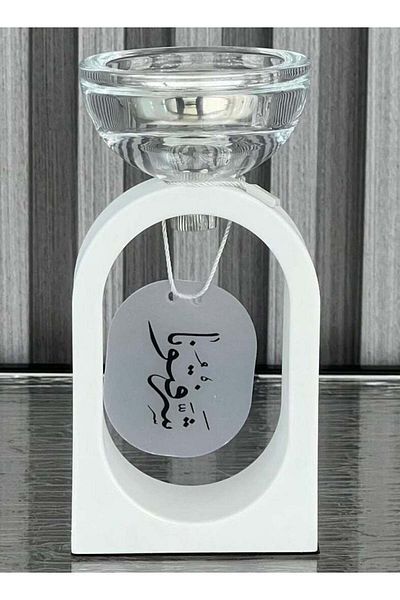 Generic RR BRAND Set Of 1 Candlestick Holders And Candle 15.5 CM White Color