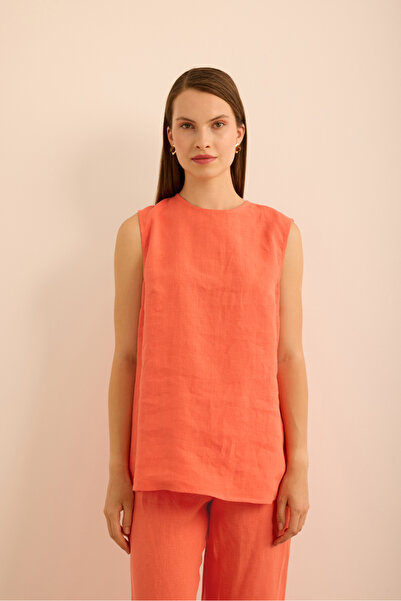 Aker Αμάνικη λινή μπλούζα με λαιμόκοψη ποδηλάτου