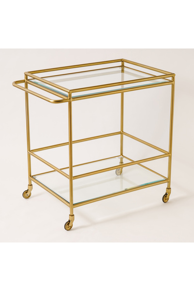 homez two tier acrylic serving trolley in burnished brass 81*52*80cm