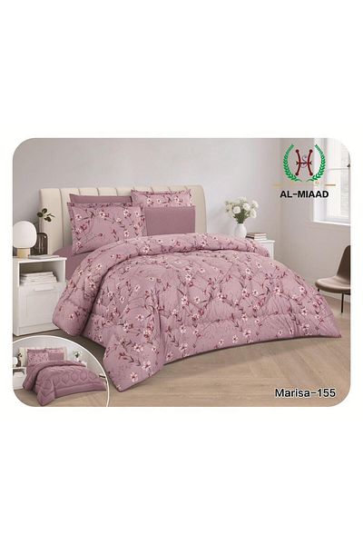 miral طقم مفرش سرير صيفي نفرين 6 قطع – لحاف ناعم مشجر مع شرشف مغاط كامل – مقاس 220×240 سم