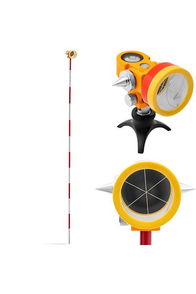 Steinberg Systems Mini pryzmat lustro dalmiercze geodezyjne z tyczką i podstawą srebrna powłoka śr. 3,6 cm 1,26 m