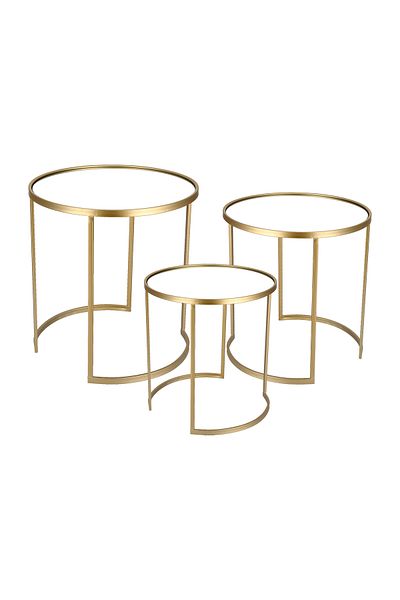 homez 3-piece gold metal round side tables set