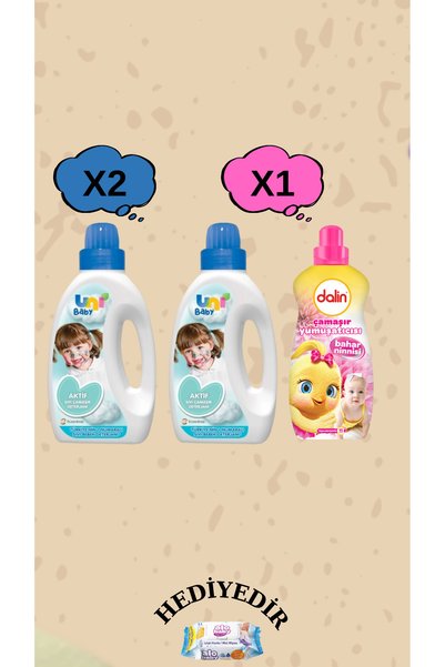 UNİ BABY DETERJAN 1500 ML 2 ADET DALİN YUMUŞATICI 1500 ML 1 ADET
