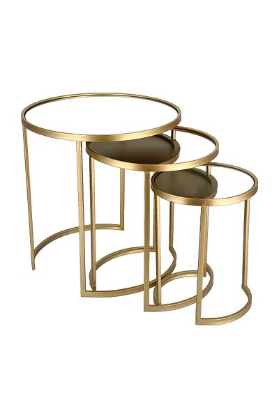 homez 3-piece gold metal round side tables set