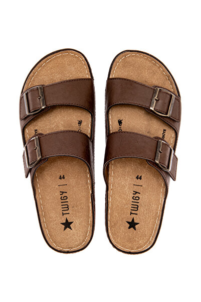 Twigy Ανδρικές Παντόφλες Olive Καφέ 40/45