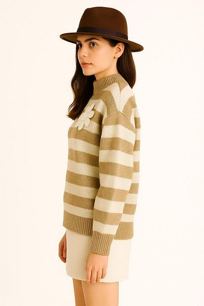 AGD COLLECTİON Striped Oversize Sweater