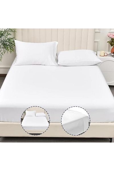 INFINI HOMES White Fitted Sheet Brushed Hotel Quality 90 GSM Ultra-Soft Wrinkle Resistant - Bottom S