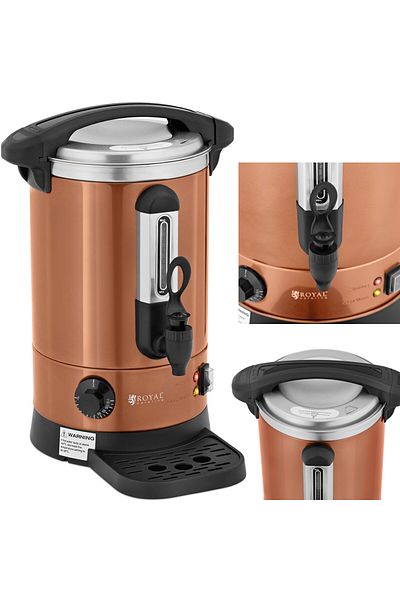 Royal Catering Warnik podgrzewacz do wody z podwójnymi ściankami i ociekaczem 6.1 L 1500 W pomarańczowy