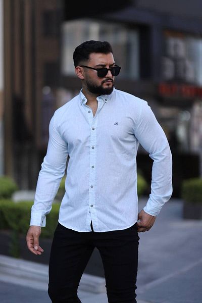 Klothy Мъжка риза Slim Fit от ленен микс 2430