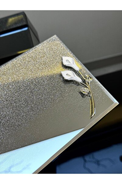 AROW Mirrored Jewelry Box, Flower Detail, 21/13 Cm, Gray Color, Stylish and Elegant Design