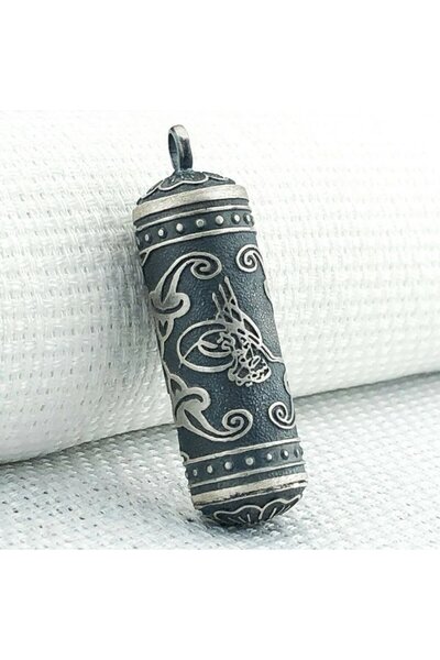 Takılingo 925 Ayar Gümüş Silindir Model Osmanlı Tuğralı Cevşen Muska Kabı Kol...