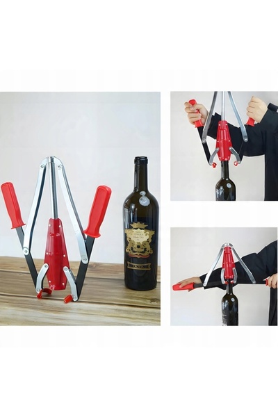 zola Manual bottle stopper, Zola, two arms, metal, 33 x 26 x 4 cm, red/black