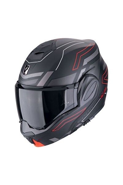 Scorpion Exo-Tech Evo Conquer Çene Açılabilir Motosiklet Kaskı Mat Siyah Kırmızı