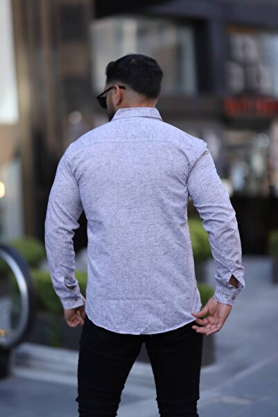 Klothy Ανδρικό πουκάμισο με λεπτή εφαρμογή από λινό μείγμα 2430