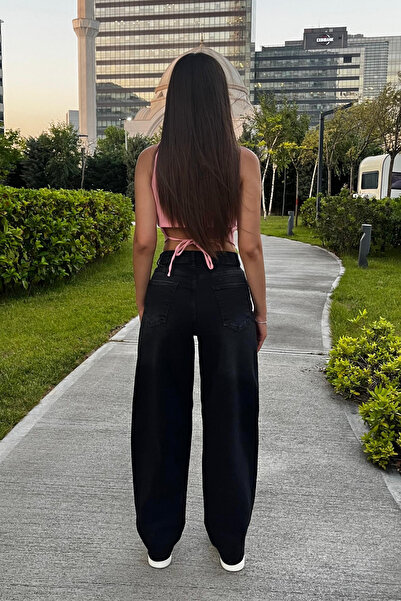 BİKELİFE Kadın Street Style Bol Kesim Geniş Paça Baggy Kot Pantolon