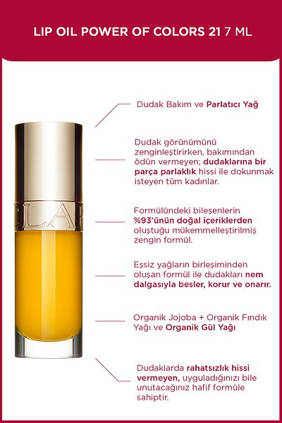 Clarins Nourishing, Repairing and Moisturizing Lip Oil with Organic Rose Oil Content 7ml