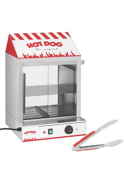 Royal Catering Vitrină încălzitoare pentru 200 de hot dog-uri, cârnați, 50 de chifle, 2000W, Royal Catering RCHW 2000