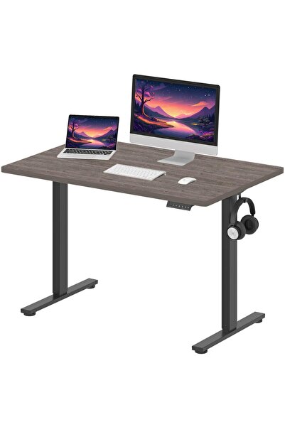 Mahmayi Flexispot Electric Standing Desk, 122 x 65cm Adjustable Height Desk - Whiteriver Grey Oak