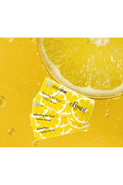 Globalstar Refreshing Wet Towels Lemon - 25pcs Premium Cotton for Hygiene & Freshness