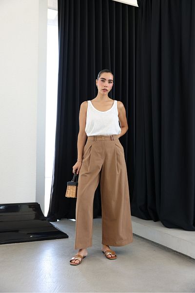 Özge Özgenç Wide Leg Pants with Waist Seat