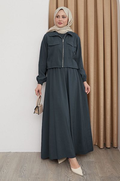 InStyle Rochie cu fermoar cu jachetă Antracit