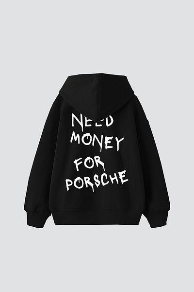 Sekizbiraltı Χρειάζεστε χρήματα για το Porsche Printed Oversize Unisex Black Hoodie