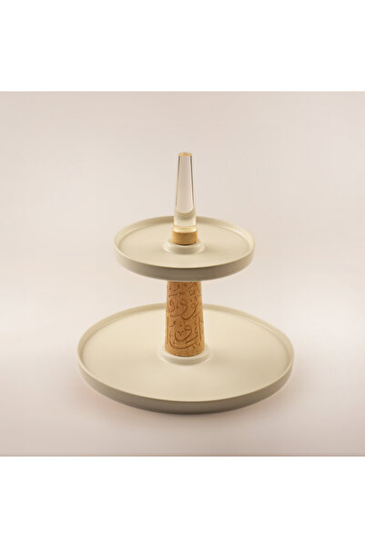 LA MESA حامل كيك من البورسلين، مكون من طبقتين، أبيض، قطر 30 سم، 19 سم