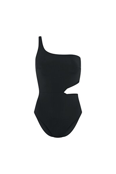 ESOTIQ Costum de baie pentru femei, Monokini, asimetric, cu un singur umăr, d...