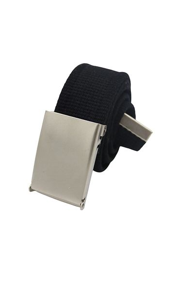 Anatolia Unisex Nickel Buckle Black Webbing Tactical Canvas Cloth Fabric Sports Belt