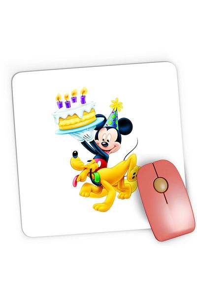 OEM Mousepad Gaming Mickey Mouse Puppy Happy Birthday, 21x19 cm