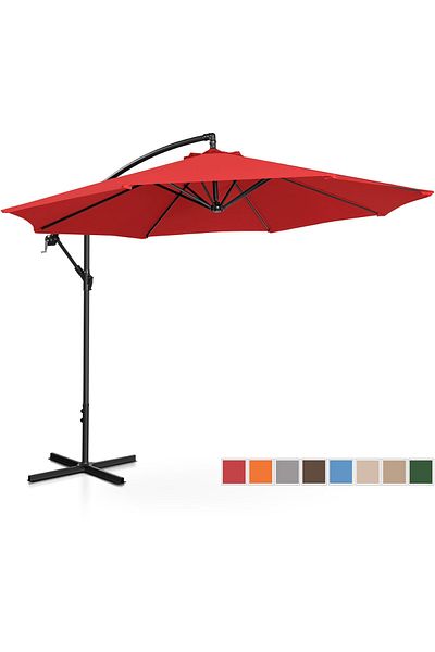 UNIPRODO Parasol ogrodowy na wysięgniku okrągły uchylny śr. 300 cm czerwony