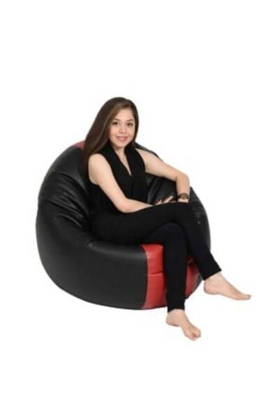 Pufrelax Fotoliu Relaxo Xl, Material Piele Ecologica - Black & Red
