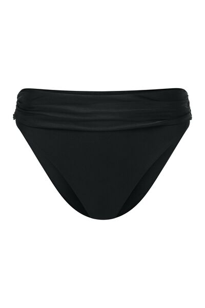 ESOTIQ Classic Bikini Bottom Brief with Ruched Waistband Glossy Fabric Elegant | Truffle