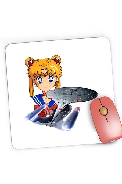 OEM Mousepad Gaming Star Trek Sailor Moon Enterprise Starship, 21x19 cm