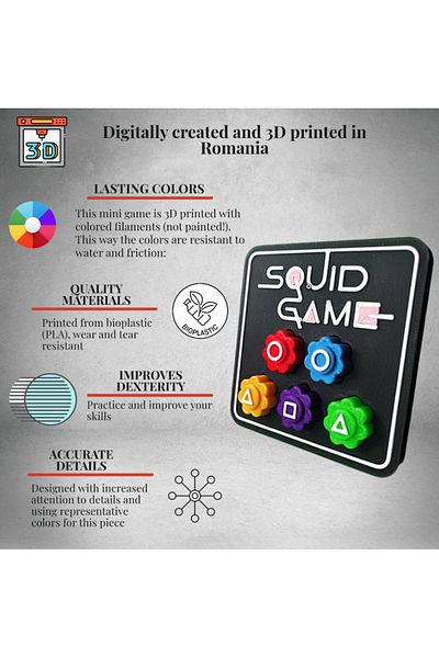 Lulu's Prints Korean Gonggi mini-game set, inspired by Squid Games, multicolor, plastic, 80x80x7 mm